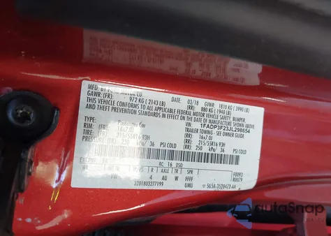 2018 Ford Focus Se from USA, damaged, VIN 1FADP3F23JL298654